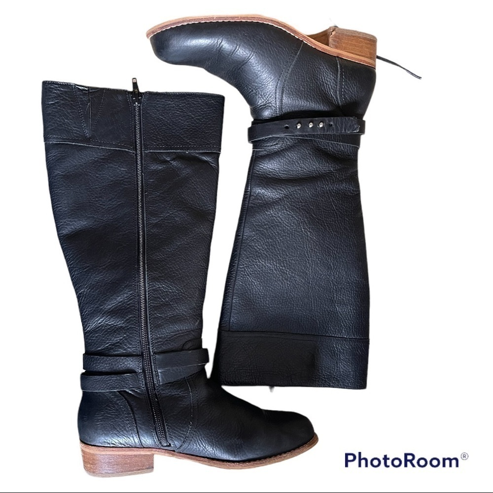 Lands End Tall Black Leather Riding Boots 6.5 - Picture 5 of 11